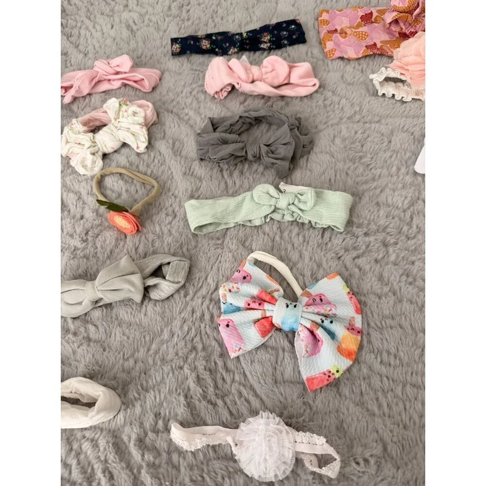 Baby Girl Headband Bow Lot 29pc Mixed Styles Nylon Floral Solid Holiday Set